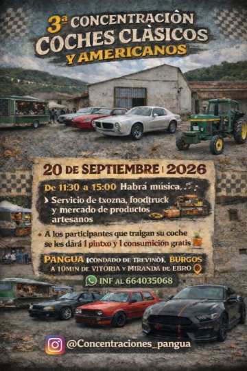 3 Concentración de Coches Clásicos, deportivos y Americanos en Pangua